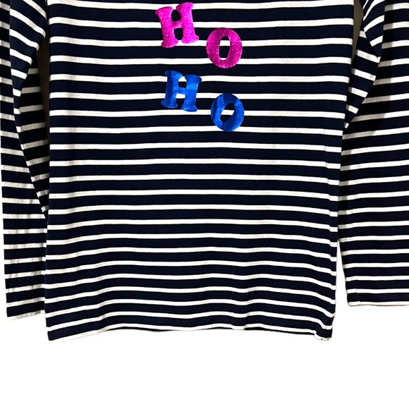 Boden Christmas Breton Metallic Stripe Slogan Long Sleeve Top NWOT (6) - Picture 9 of 12